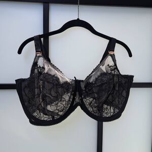 Smart and Sexy Plus Size Retro Lace & Mesh Unlined Underwire Bra 44G